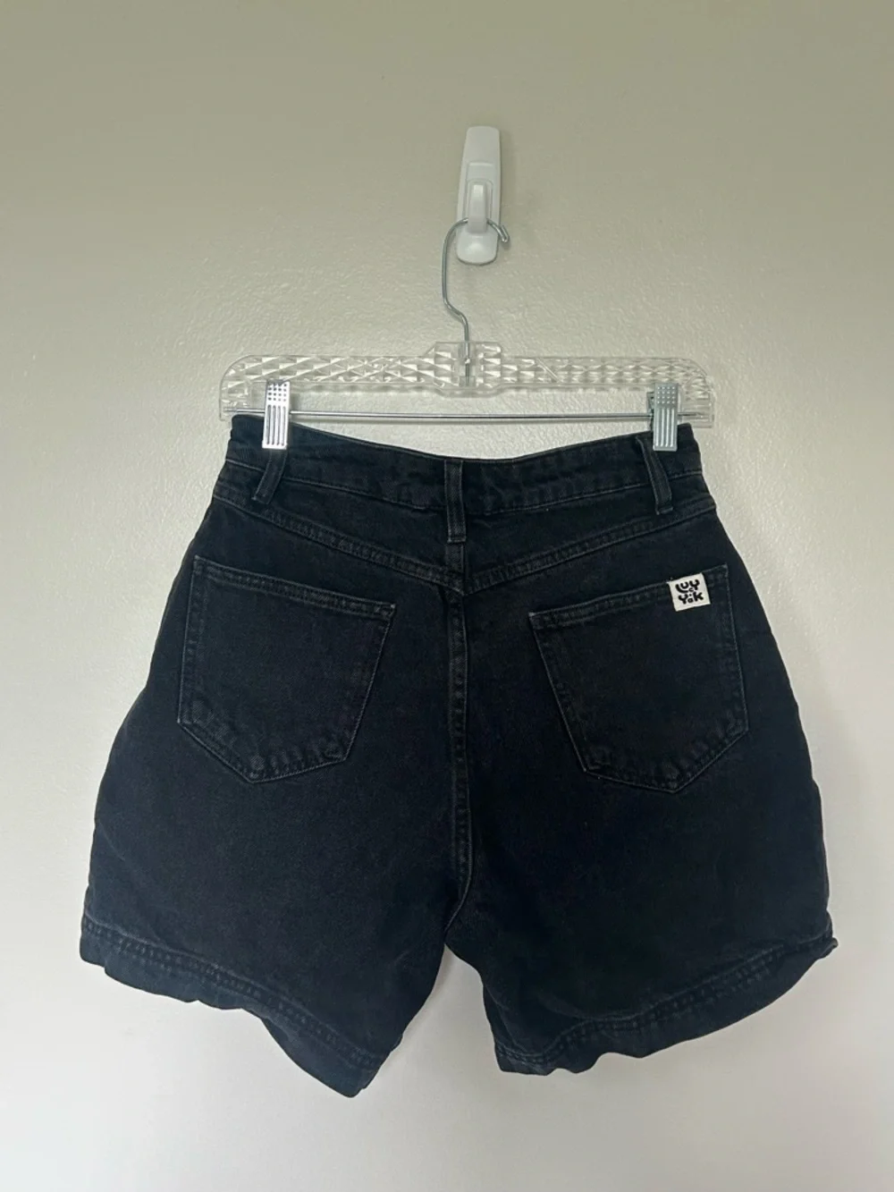 Lucy and Yak Lexi Denim High Waist Shorts in Gray Wash, Size 28/R